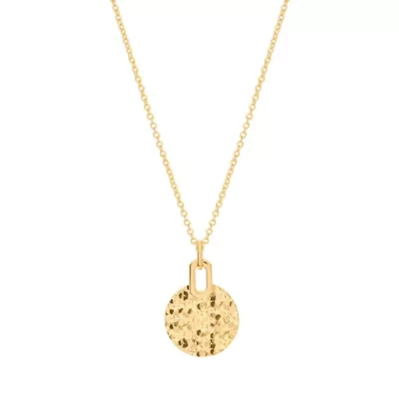Gold Plated 16" + 2" Pebbled Disc Necklace