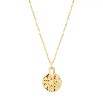 Gold Plated 16" + 2" Pebbled Disc Necklace