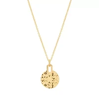 Gold Plated 16" + 2" Pebbled Disc Necklace