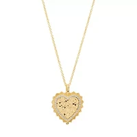 Gold Plated 16" + 2" Cubic Zirconia Pebble Heart Necklace