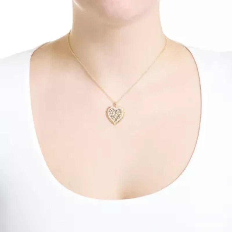 Gold Plated 16" + 2" Cubic Zirconia Pebble Heart Necklace