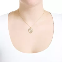 Gold Plated 16" + 2" Cubic Zirconia Pebble Heart Necklace