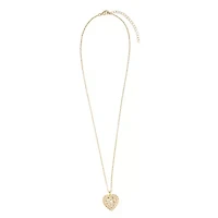 Gold Plated 16" + 2" Cubic Zirconia Pebble Heart Necklace