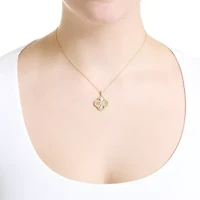 Gold Plated 16" + 2" Cubic Zirconia Clover Necklace