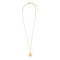 Gold Plated 16" + 2" Cubic Zirconia Clover Necklace