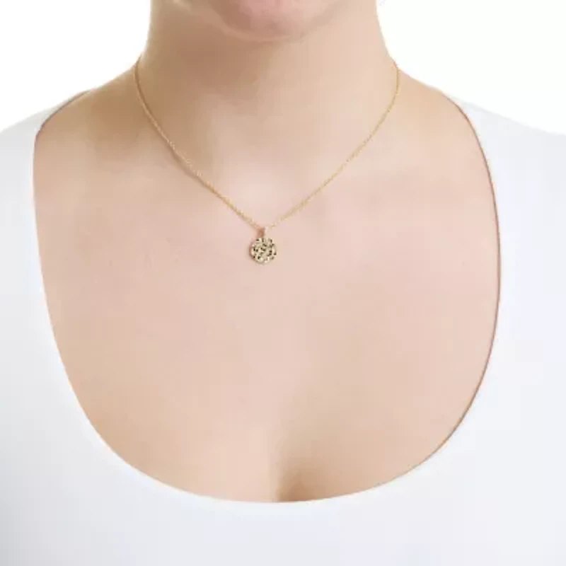 Gold Plated 16" + 2" Cubic Zirconia Pebbled Disc Necklace