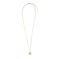 Gold Plated 16" + 2" Cubic Zirconia Pebbled Disc Necklace