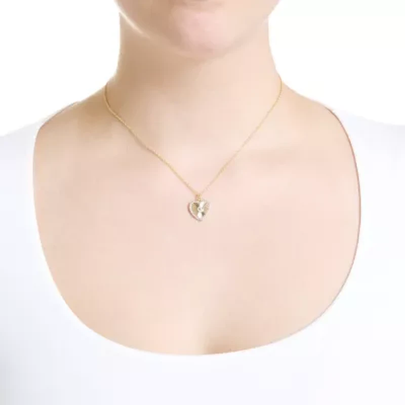 Gold Plated 16" + 2" Cubic Zirconia Sunburst Heart Necklace