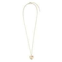 Gold Plated 16" + 2" Cubic Zirconia Sunburst Heart Necklace