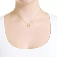 Gold Plated 16" +2" Ribbed Oval Cubic Zirconia Bar Necklace