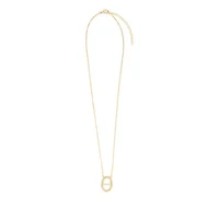 Gold Plated 16" +2" Ribbed Oval Cubic Zirconia Bar Necklace