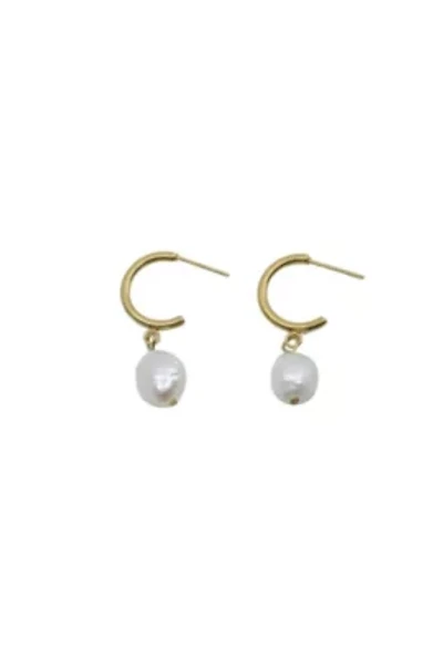 Hoop Earrings With Baroque Pearl Drop
