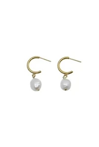 Hoop Earrings With Baroque Pearl Drop