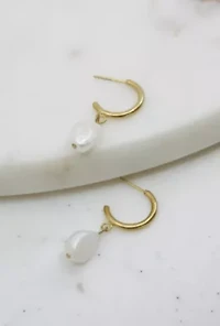 Hoop Earrings With Baroque Pearl Drop