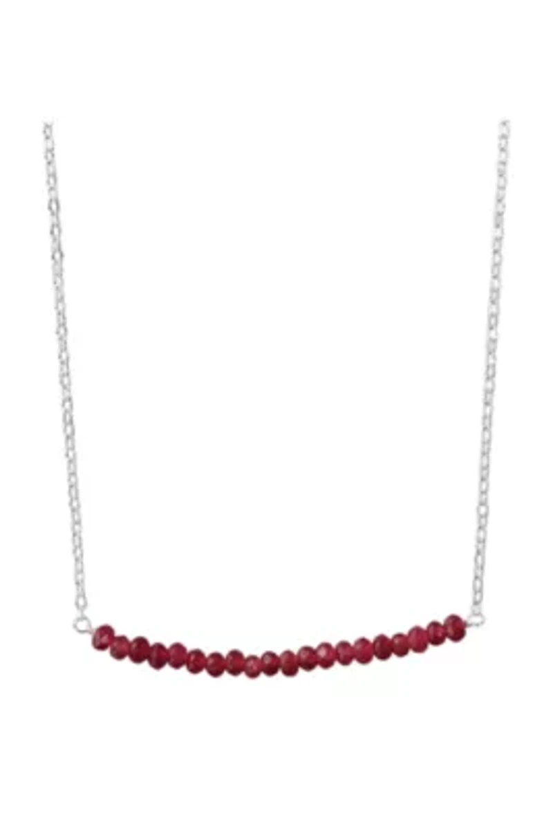Michelle Bar Necklace In Silver Ruby