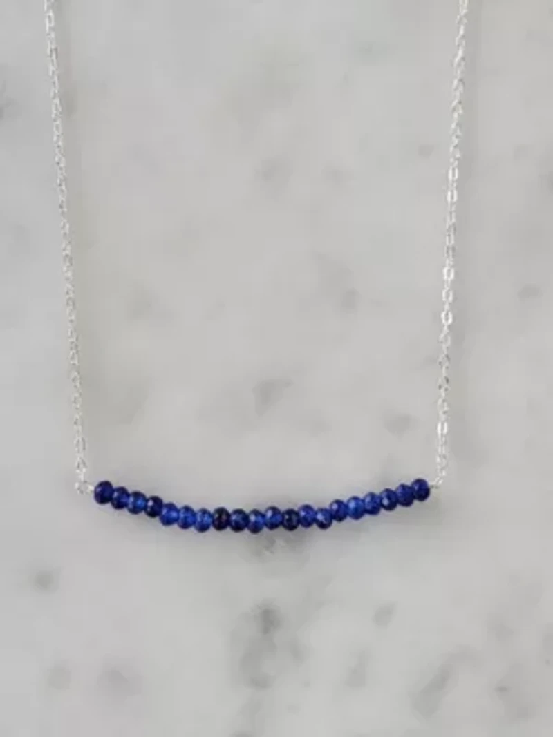 Michelle Bar Necklace In Gold Sapphire