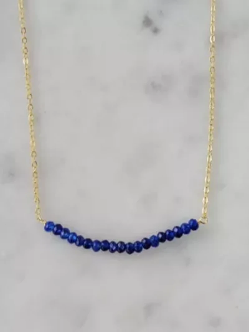 Michelle Bar Necklace In Gold Sapphire