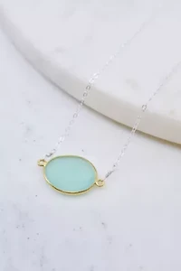 Mrs Parker Demi Fine Necklace In Gold Chalcedony