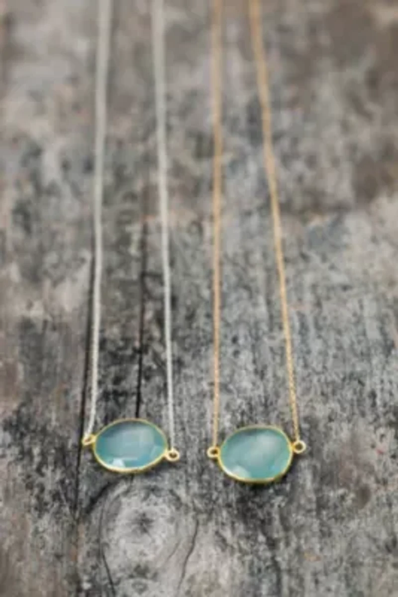 Mrs Parker Demi Fine Necklace In Gold Chalcedony
