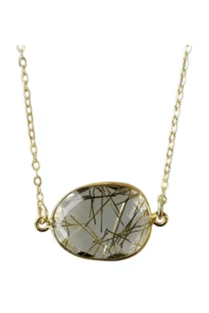 Mrs Parker Necklace In Gold Rutilated Quartz