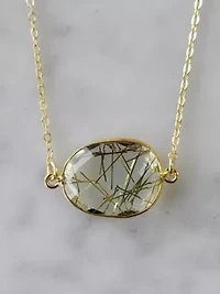 Mrs Parker Necklace In Gold Rutilated Quartz