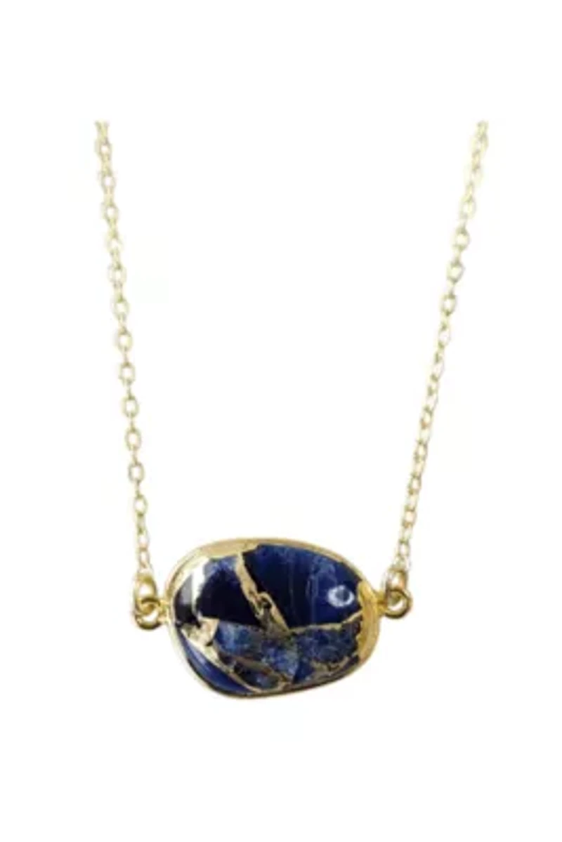 Mrs Parker Necklace In Gold Blue Mojave Copper Turquoise