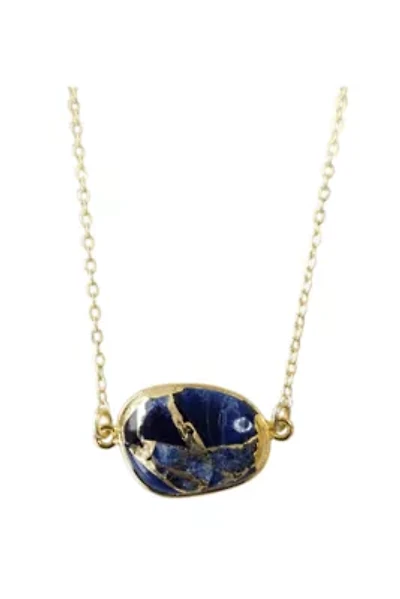 Mrs Parker Necklace In Gold Blue Mojave Copper Turquoise