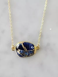 Mrs Parker Necklace In Gold Blue Mojave Copper Turquoise