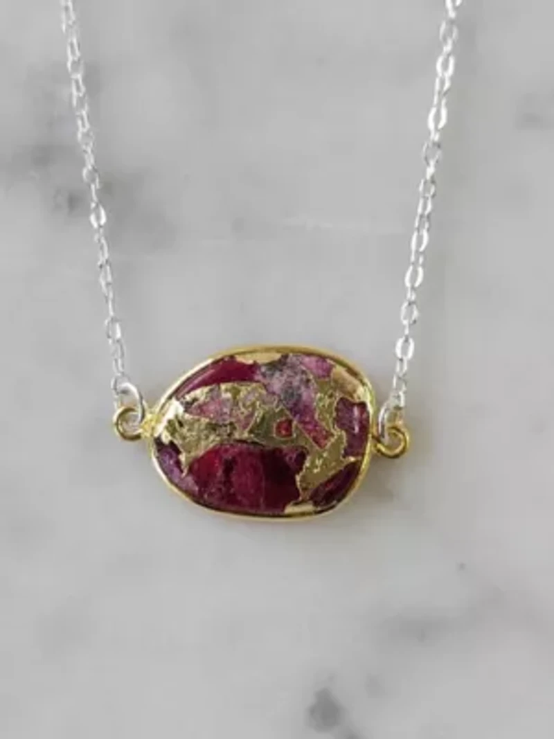 Mrs Parker Necklace In Gold Red Mojave Copper Turquoise 1