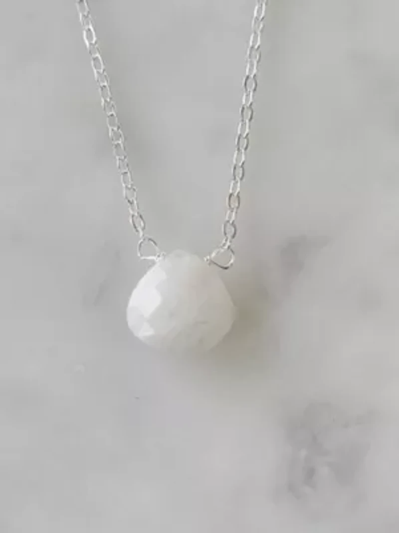 Stephanie Delicate Drop Necklace In Silver Moonstone