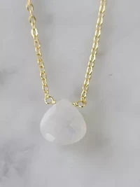 Stephanie Delicate Drop Necklace In Silver Moonstone