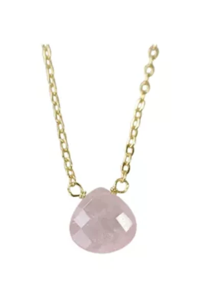 Stephanie Delicate Drop Necklace In Silver Rose Quartz