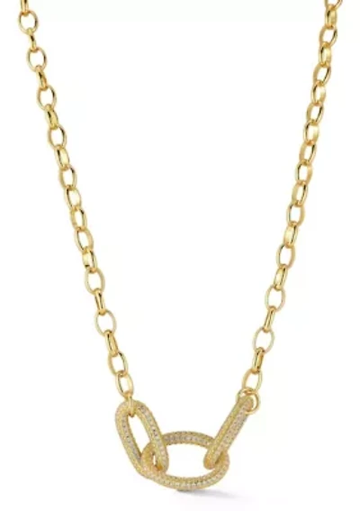 Triple Pave Open Link Cubic Zirconia Necklace