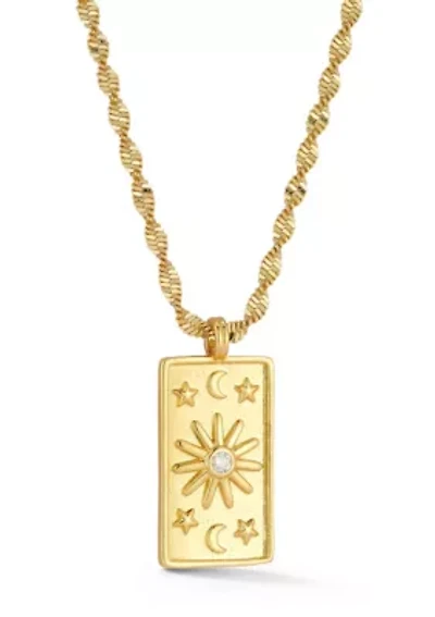 Cubic Zirconia Celestial Tag Necklace