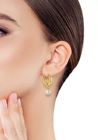 Pearl Charm Bold Hoop Earrings
