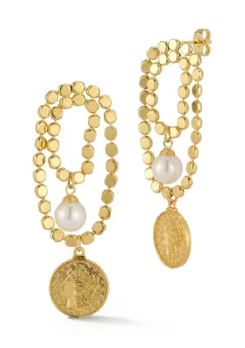 Simulated Pearl Statement Dangle Earrings