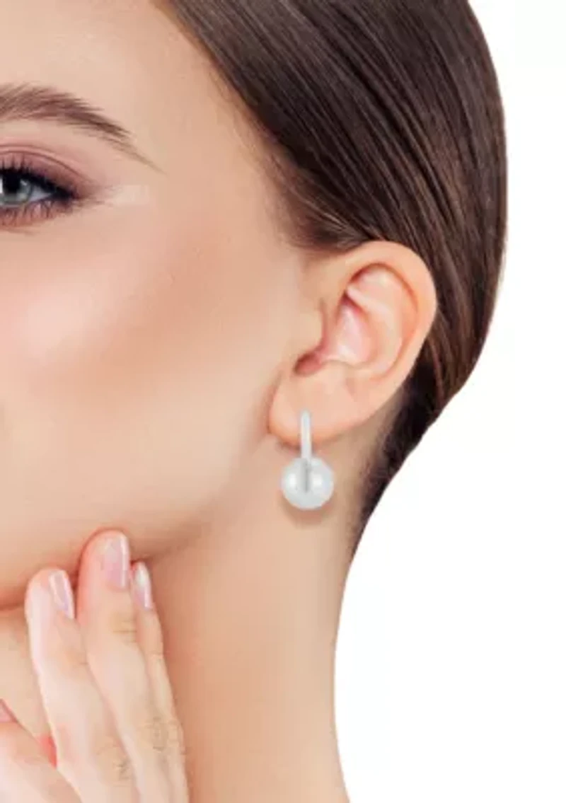 Pearl Station Huggie Hoop Earrings