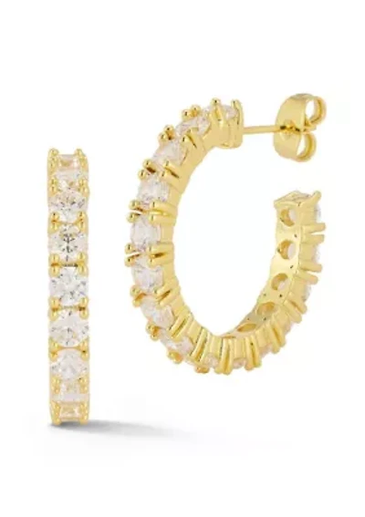 Cubic Zirconia Pave Hoop Earrings