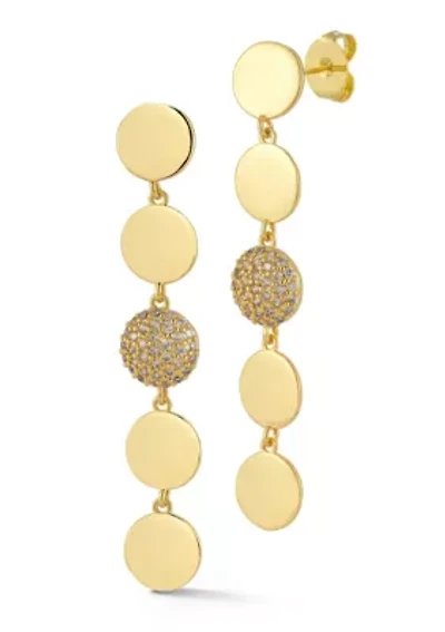 Cubic Ziconia Circle Chain Drop Earrings