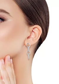 Pave Oval Link Drop Earrings