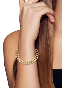 Sterling Silver Cubic Zirconia Curb Link Adjustable Bracelet