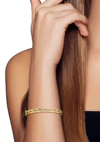 Sterling Silver Cubic Zirconia Curb Link Bangle Bracelet