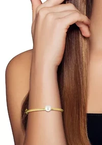 Sterling Silver Fluted Pearl Bangle Bracelet