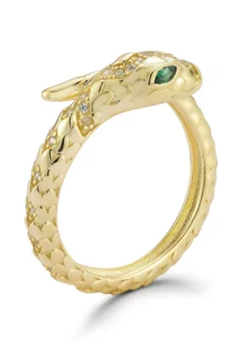 Sterling Silver Cubic Zirconia Snake Bypass Ring