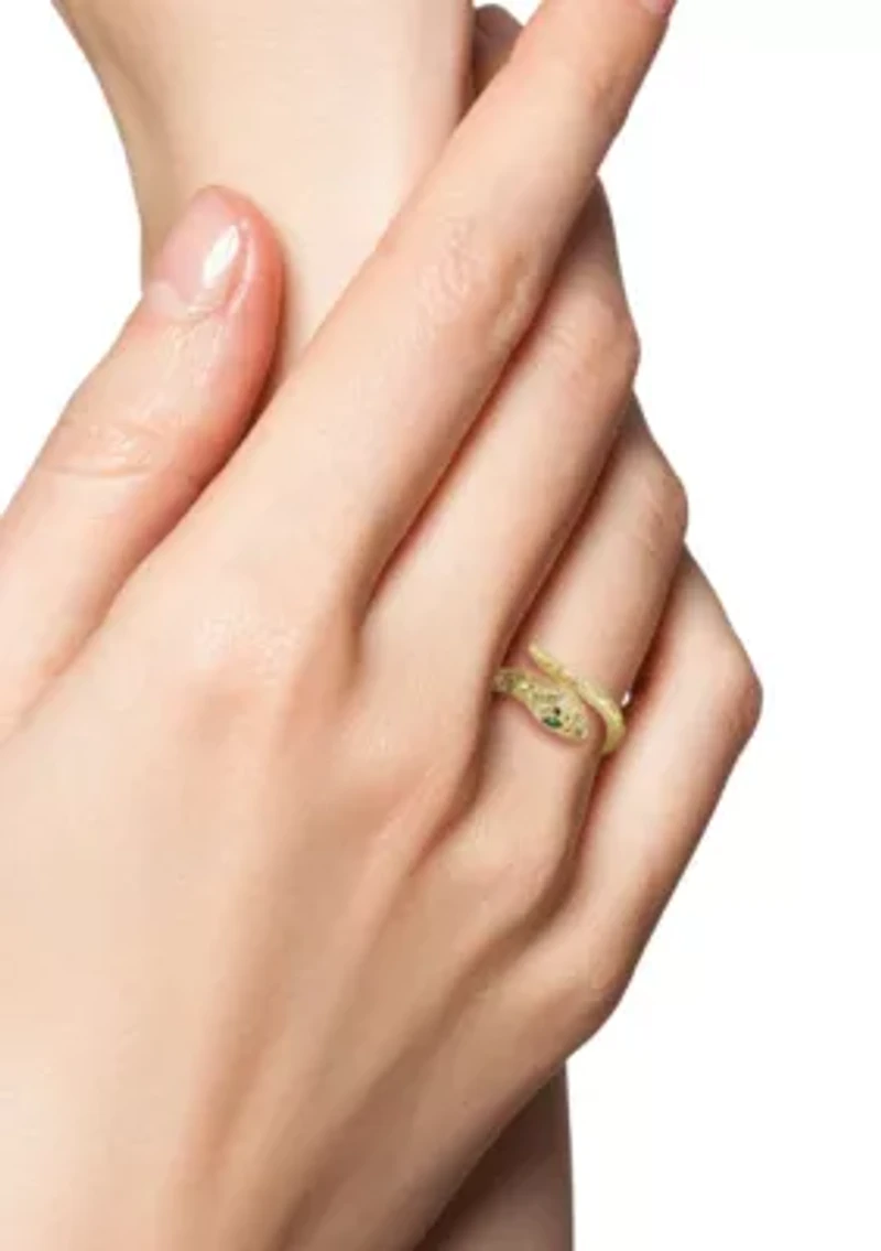 Sterling Silver Cubic Zirconia Snake Bypass Ring