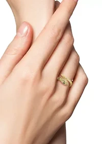 Sterling Silver Cubic Zirconia Snake Bypass Ring