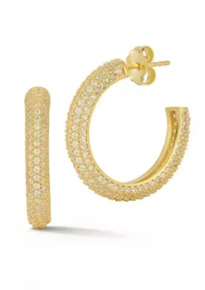 Sterling Silver Pave Hoop Earrings