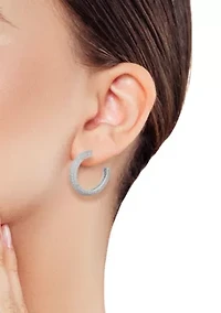 Sterling Silver Pave Hoop Earrings