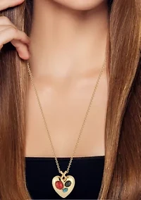 Synthethic Gemstone Puffed Heart Necklace