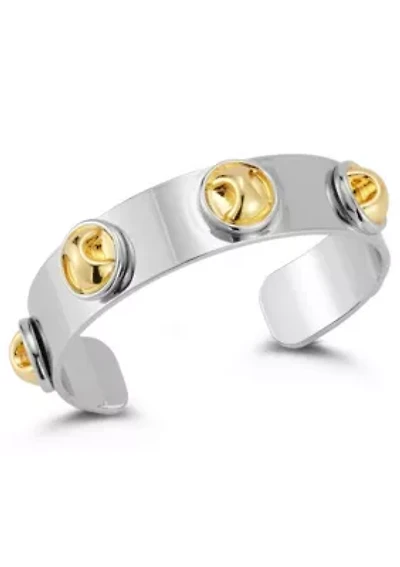 Two Tone Bold Open Cuff Bracelet